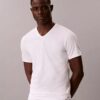 Zestaw 3 koszulek z Cotton Stretch o kroju slim fit z dekoltem w serek