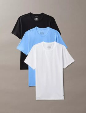Zestaw 3 koszulek z okrągłym dekoltem o dopasowanym kroju, wykonanych z Cotton Stretch Zestaw 3 koszulek z okrągłym dekoltem o dopasowanym kroju, wykonanych z Cotton Stretch